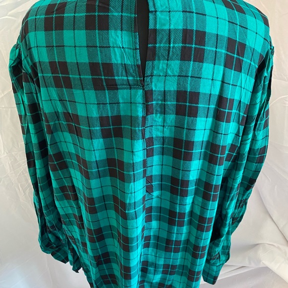Umgee Turquoise and Black Checkered Blouse - Picture 9 of 10